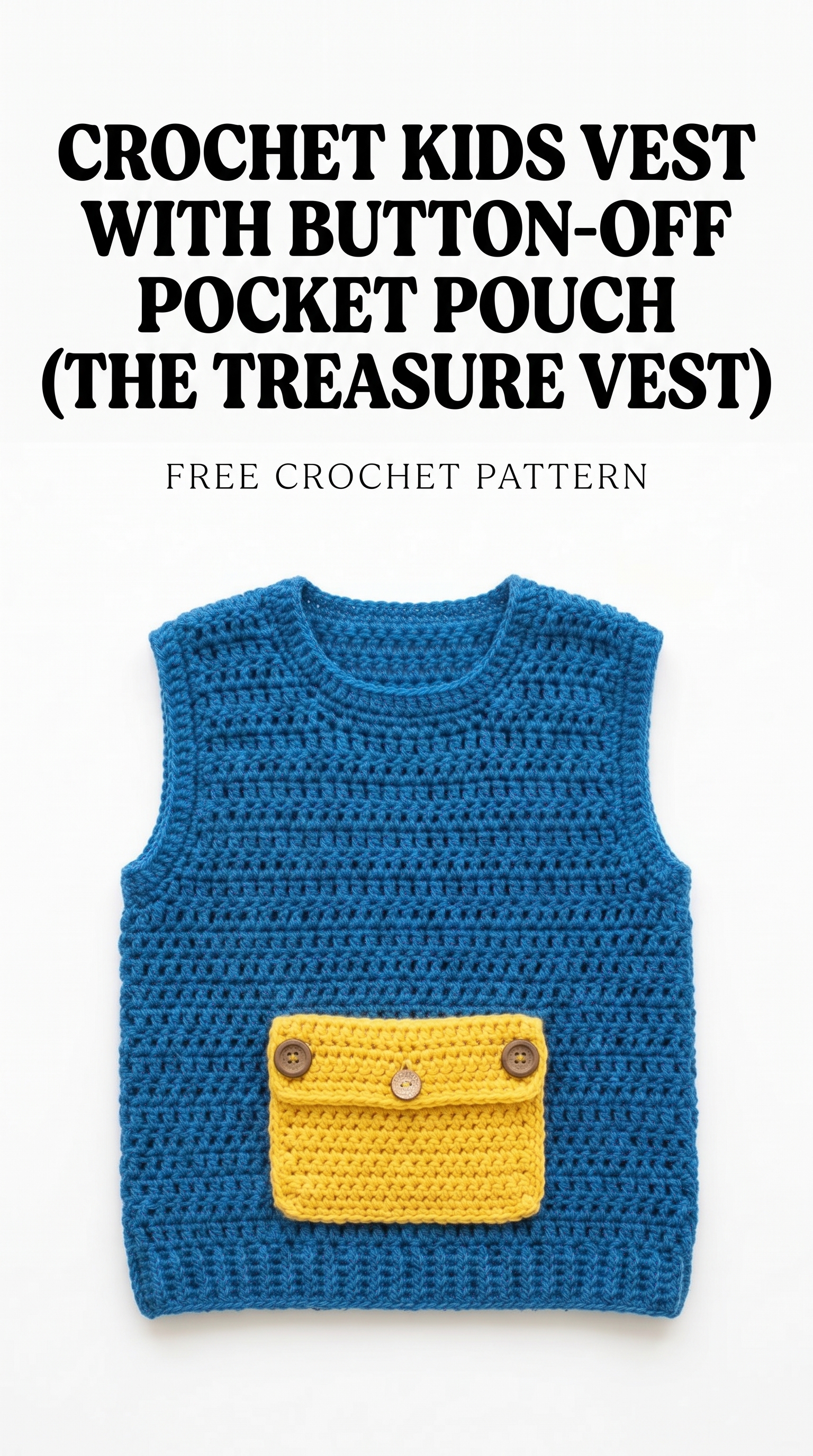 Crochet Kids Vest With Button-Off Pocket Pouch (The Treasure Vest)