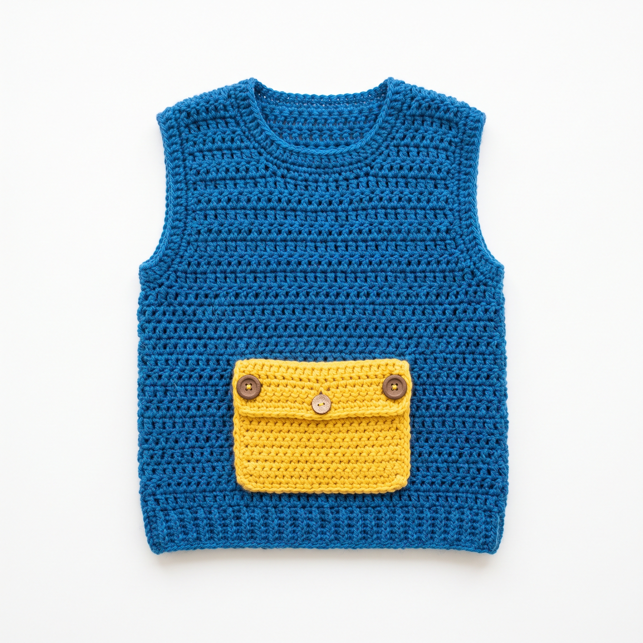 Crochet Kids Vest With Button-Off Pocket Pouch (The Treasure Vest)