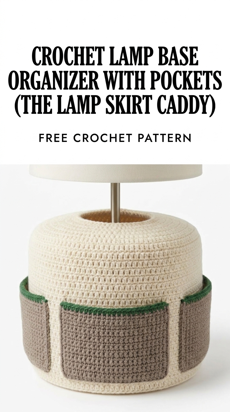 Crochet Lamp Base Organizer With Pockets Pattern (Free)