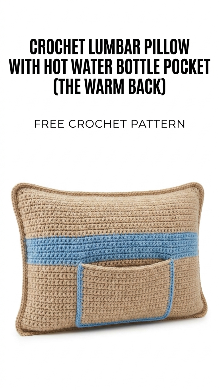 Crochet Lumbar Pillow With Hot Water Bottle Pocket (The Warm Back) Pattern (Free)